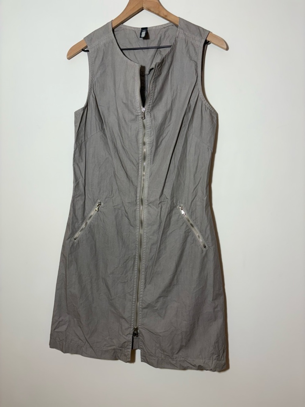 Inizio Onz Italy Zip Up Sleeveless Mini Dress Sz M Gray Lagenlook - Picture 2 of 7